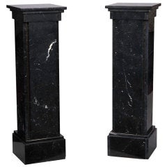 Pair Black Marble Columns