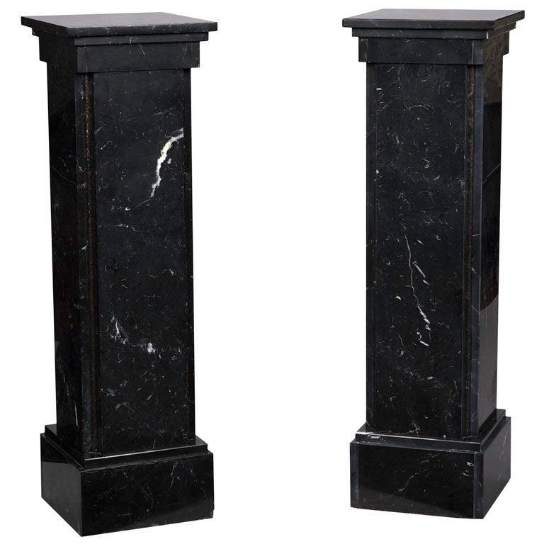 Pair Black Marble Columns at 1stDibs | black marble pillar