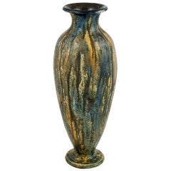 Tall Roger Guerin Blue and Gold Vase