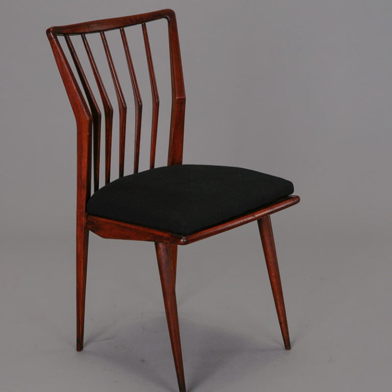 Italian Set of 6 Early Rare Maurizio Tempestini Dining Chairs with Angled Slat Backs