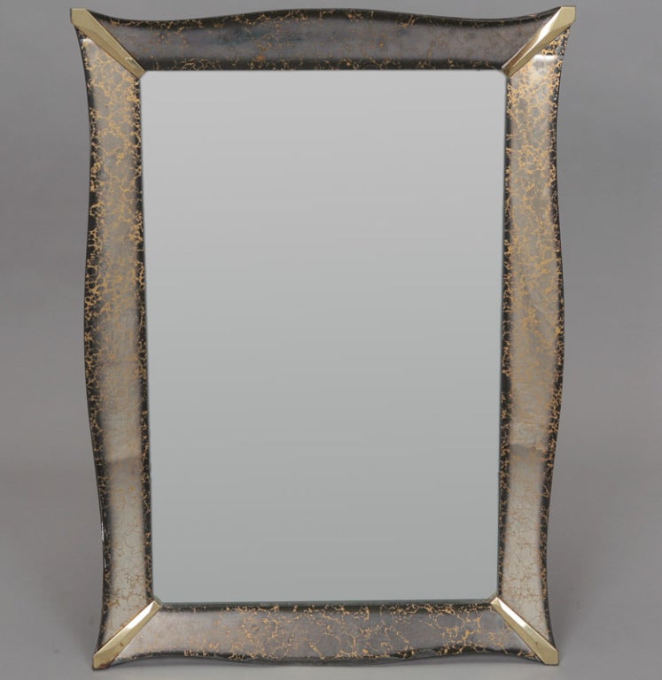 French Mid Century Mirror with Marbelized Frame
