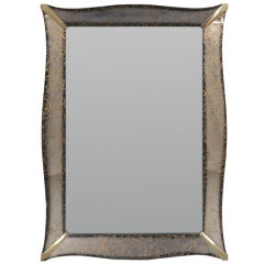 French Mid Century Mirror with Marbelized Frame
