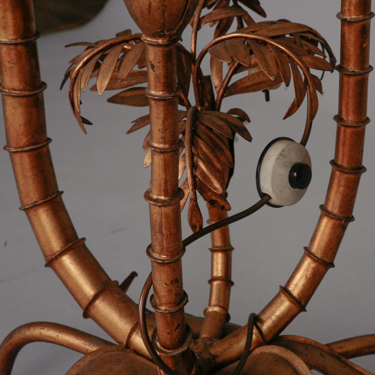 Mid-20th Century Maison Jansen Bronze Palm Tree Table and Floor Lamp