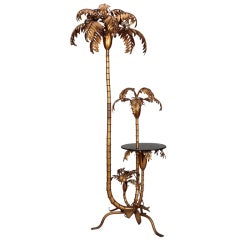Maison Jansen Bronze Palm Tree Table and Floor Lamp