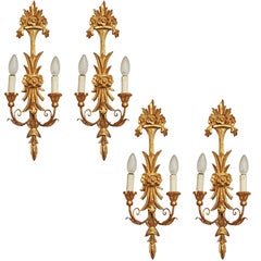 Set of Four Italian Giltwood Wall Sconces