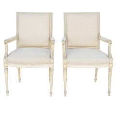 Pair of Painted Italian Fauteuils