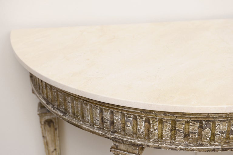 Demilune Console Table with Travertine Top 1