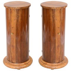 Opposing Pair of Continental Walnut Pedestal Cabinets
