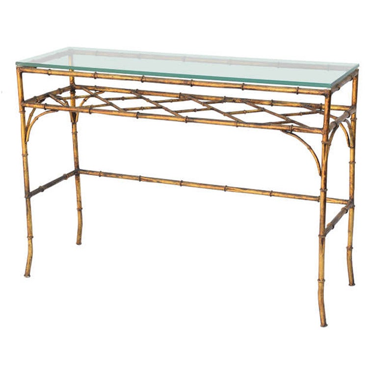 Gilded Iron Faux-Bamboo Console Table