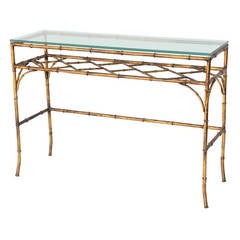 Gilded Iron Faux-Bamboo Console Table