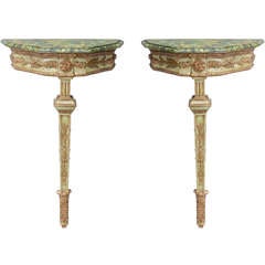 Pair of 19c. Italian Single Leg Console Tables