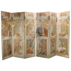 Pair of 18c. Trompe l'oeil Folding Screens