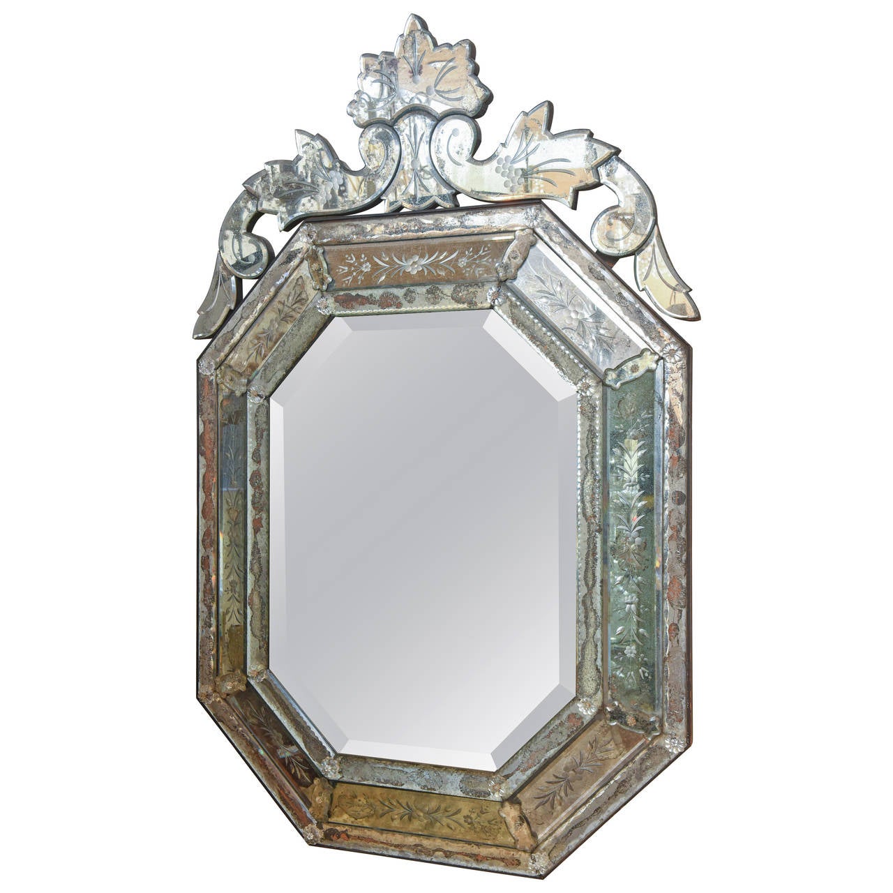 Octagonal Etched Mirror at 1stdibs