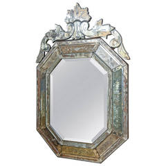 Antique Octagonal Etched Venetian Mirror