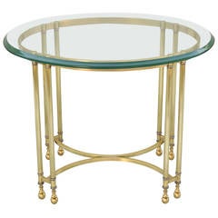 Polished Brass Occasional Table with Oval Glass Top