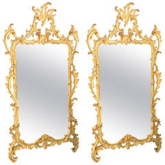 Pair of Gilded Rococo Style Mirrors