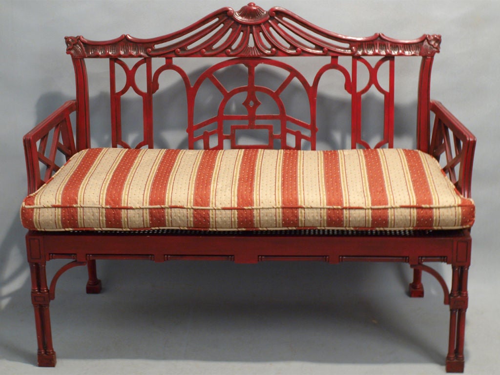 Chippendale Style Fretwork Settee 4