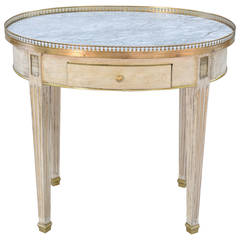 Painted Oval Bouillotte Occasional Table with White Marble Top