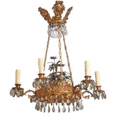 Repousse Chandelier Surmounted by Crown