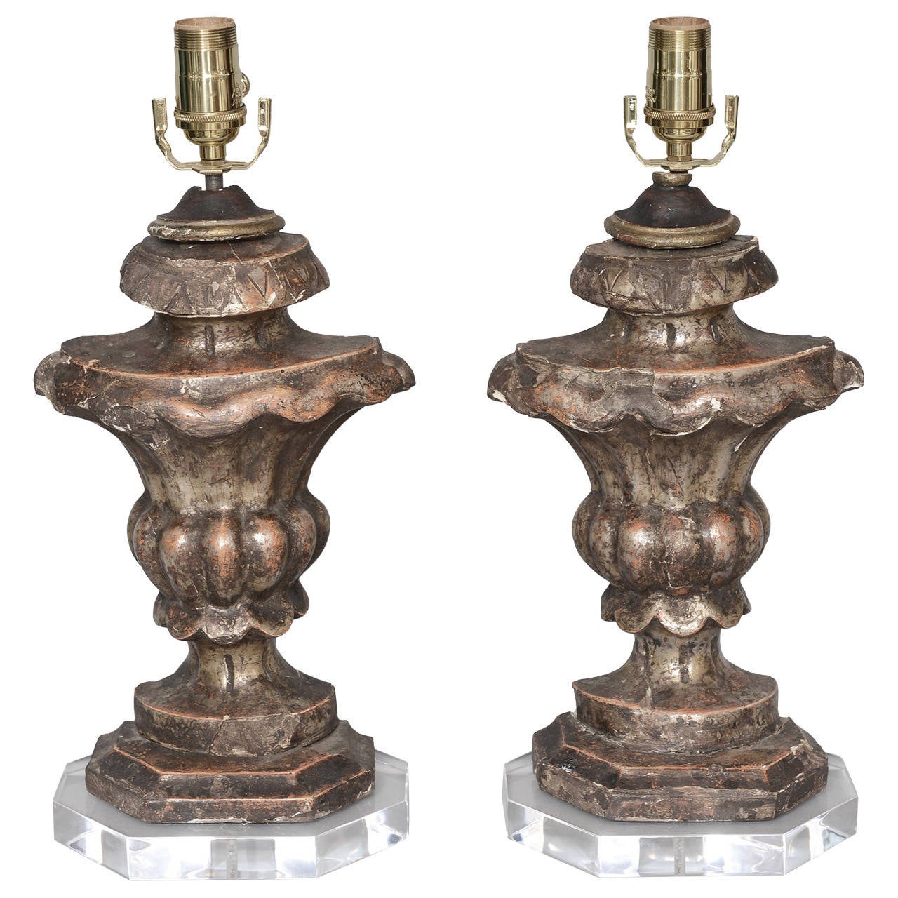 Pair of 18th Century Urn Fragment Lamps For Sale