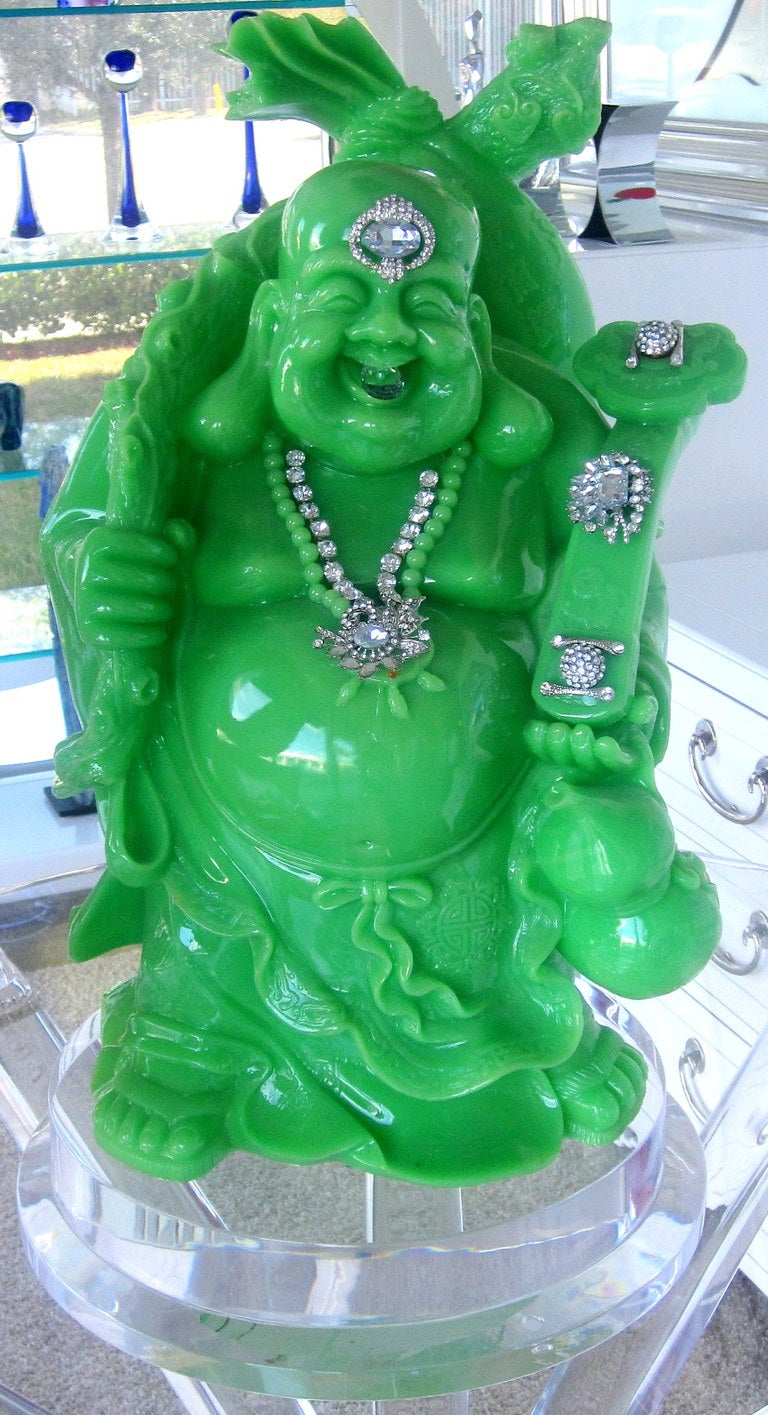 Mid-Century Lucky Buddha Sculpture In Excellent Condition In Miami, FL