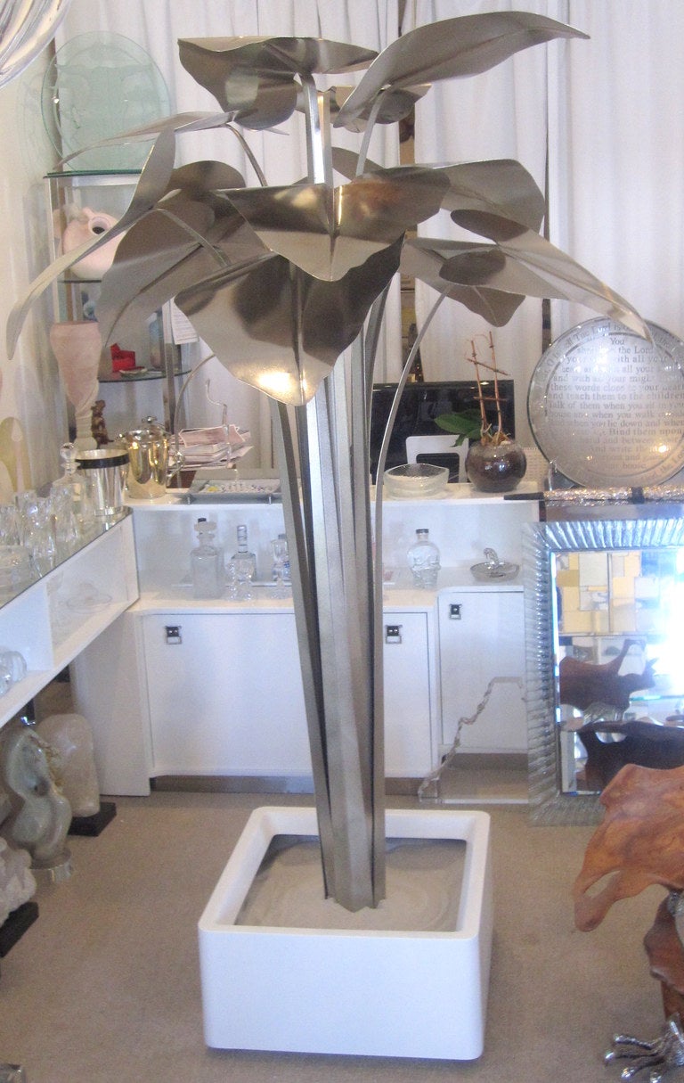 Mid-Century Nickel Plated Metal Palm Tree 1