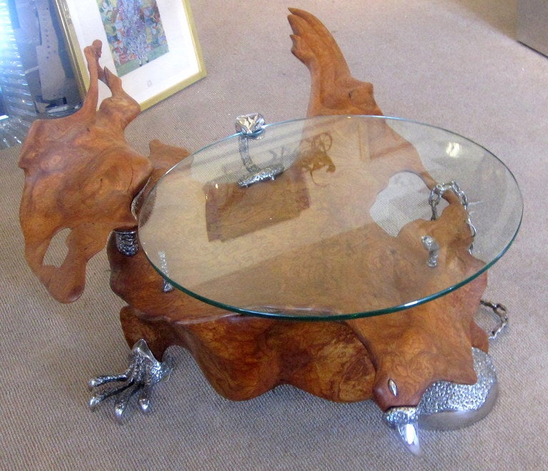 Glass Mid-Century Sculptural Coffee Table