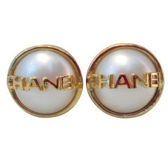 Vintage Chanel Faux Pearl Clip On Earrings