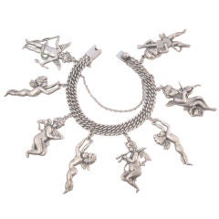 Vintage Margot de Taxco Mid-Century Sterling Silver Charm Bracelet