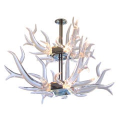 Lucite and Stainless Steel Antler Chandelier