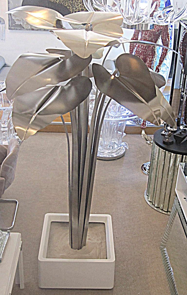 Mid-Century Nickel Plated Metal Palm Tree 2