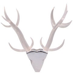 Pair of  Lucite and Stainless Steel Deer Sconces