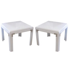 Pair of Mid-Century Henredon Lacquered White Side Tables