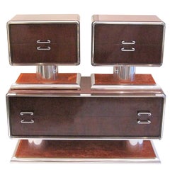 3 PC. French Mid-Century Night Stands and Commode Set