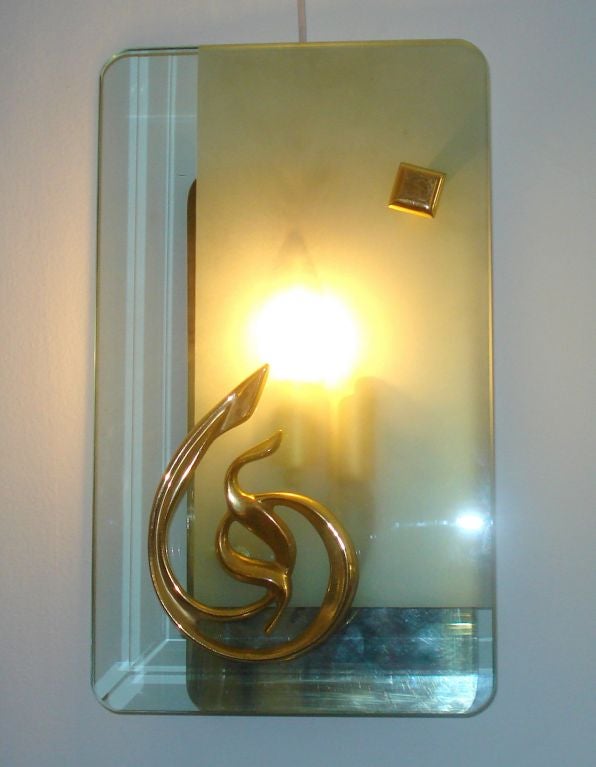 A Pair of Elegant Italian, Frosted and Clear Murano Glass Sconces with Bronze Base and Accents. Extremely Chic!