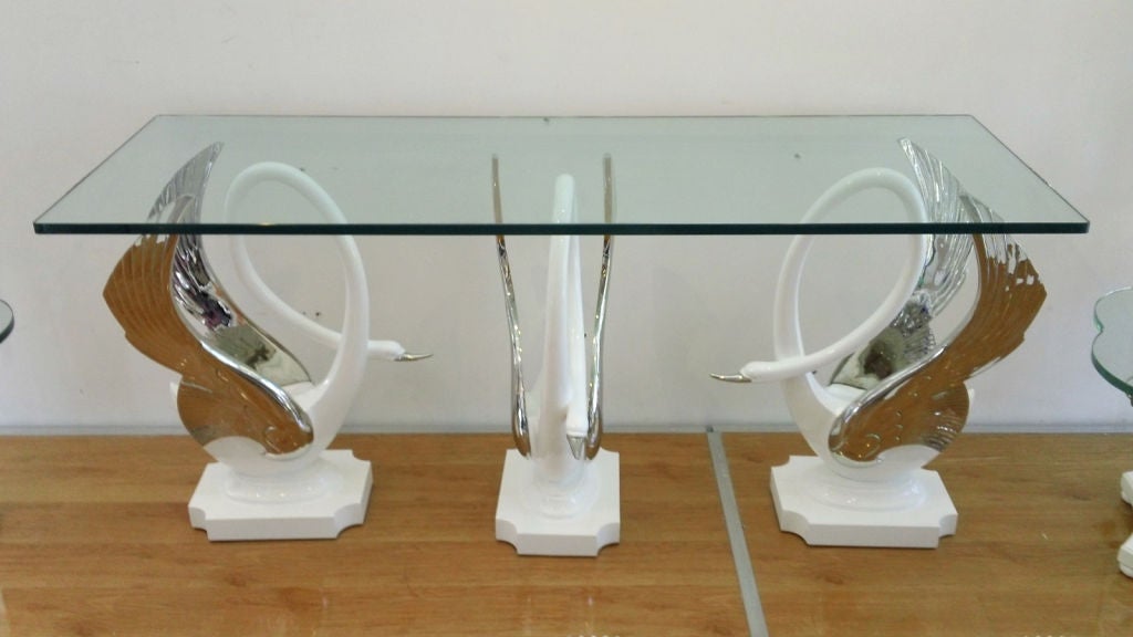 Signed Jansen Swan Console/Table Bases by Maison Jansen