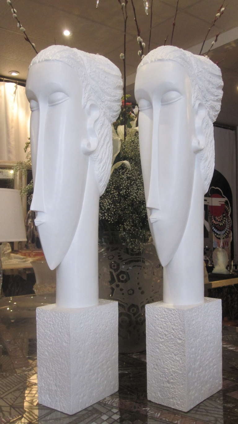 Pair of MidCentury Resin Busts For Sale at 1stdibs