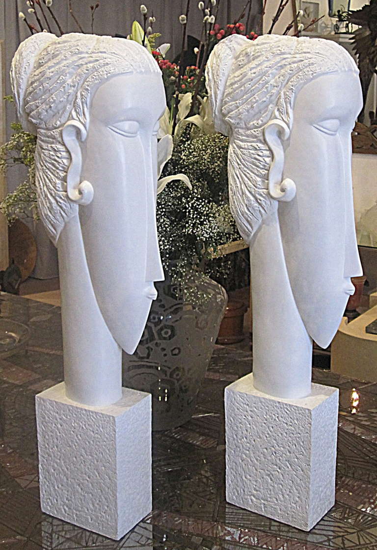 Pair of MidCentury Resin Busts For Sale at 1stdibs
