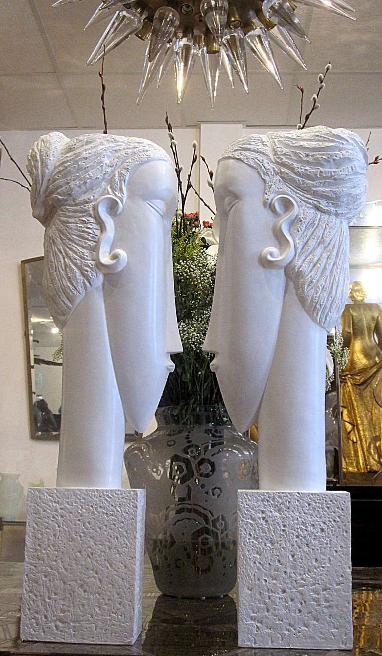 Pair of MidCentury Resin Busts For Sale at 1stdibs