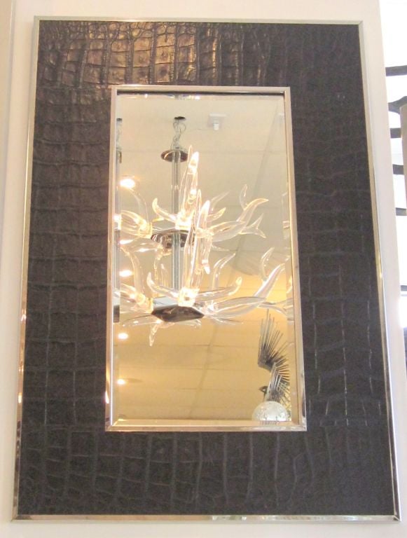 Pair of Karl Springer Crocodile Mirrors