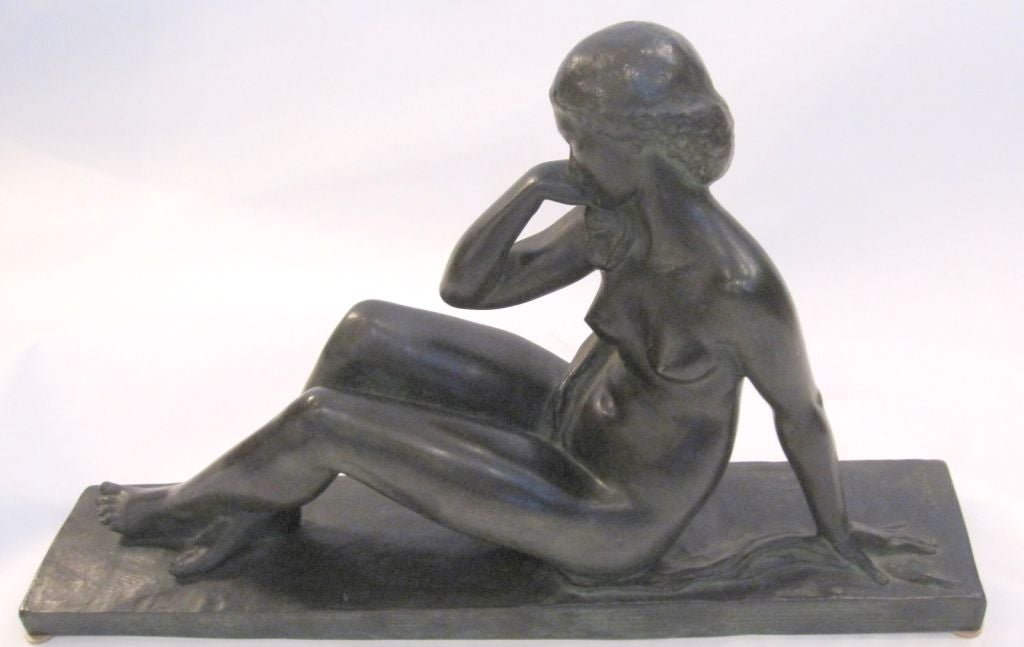 A Sublime and Rather Large French Art Deco Bronze with Patine of a Gorgeous Nude with Beautiful Proportions and Elegance signed Ortis.