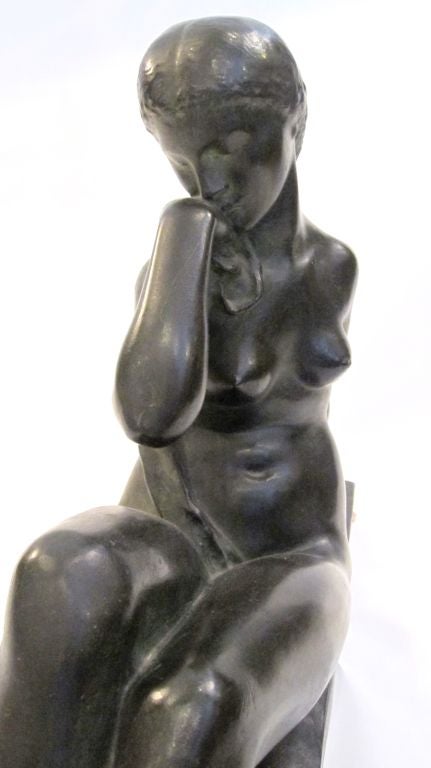 Mid-20th Century French Art Deco Nude Bronze by Ortis