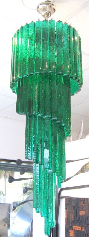 green chandeliers