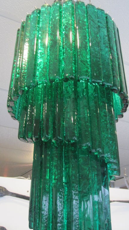 Mid-Century Mazzega Custom Emerald Green Chandelier 3