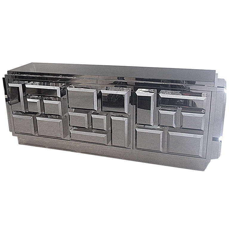 Modern Polished Steel Credenza at 1stDibs