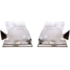 Pair of Cast Lucite and Steel Table Bases