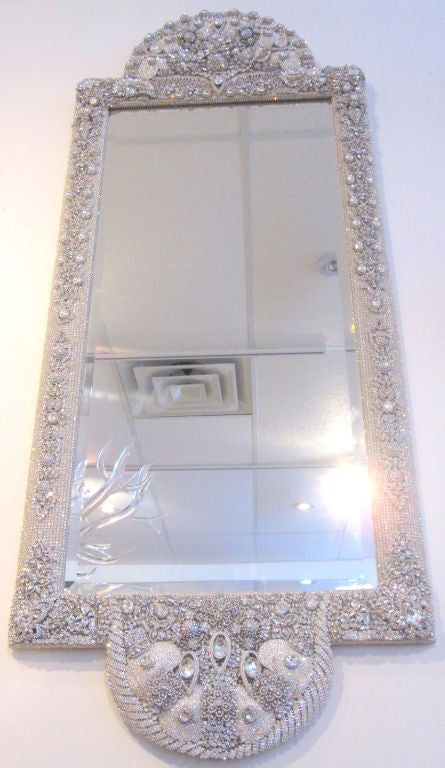 Breathtaking Hand/Custom Made Swarovski Crystal Jeweled Mirror. Ornate, yet Elegant, this Mirror is a Statement Piece!