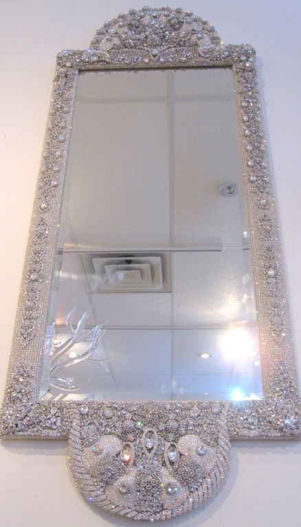 Contemporary Swarovski Crystal Jeweled Mirror