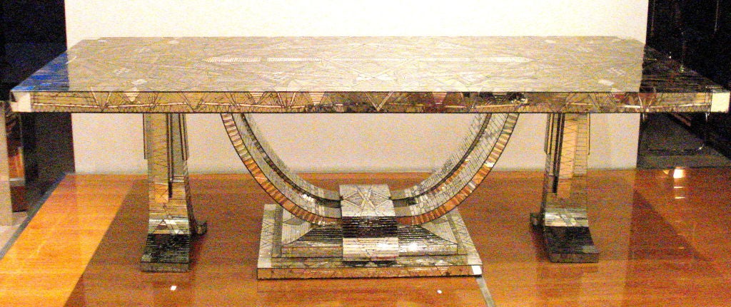 French Art Deco Mosaic Mirror Table