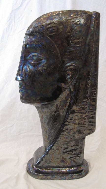 Glazed Cubism Sculpture in Profile